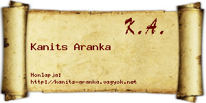 Kanits Aranka névjegykártya